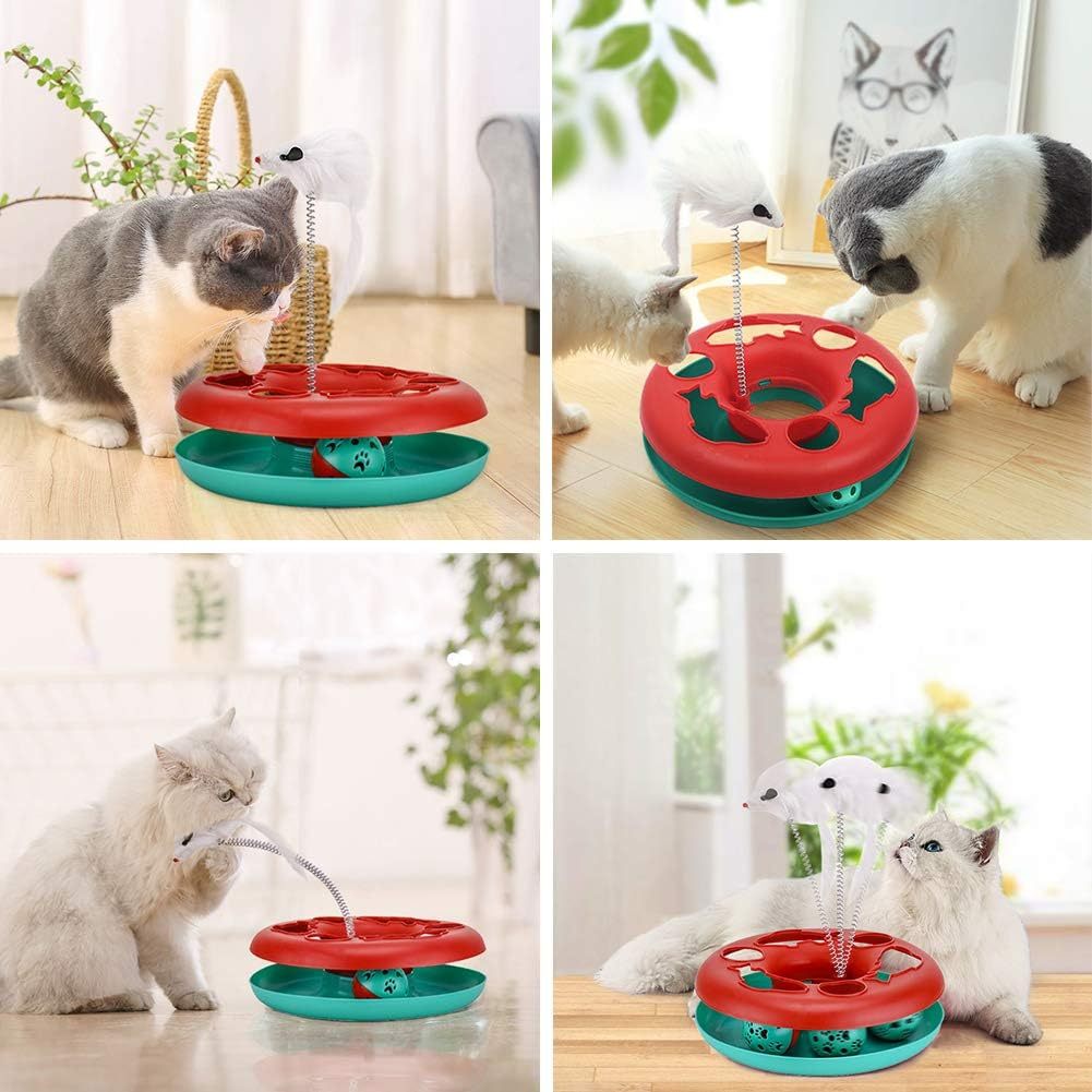 Cat Toys Cat Toys For Indoor Cats Interactive Kitten Toys Roller Tracks With Catnip Spring Pet Toy With Exercise Balls Teaser Mouse