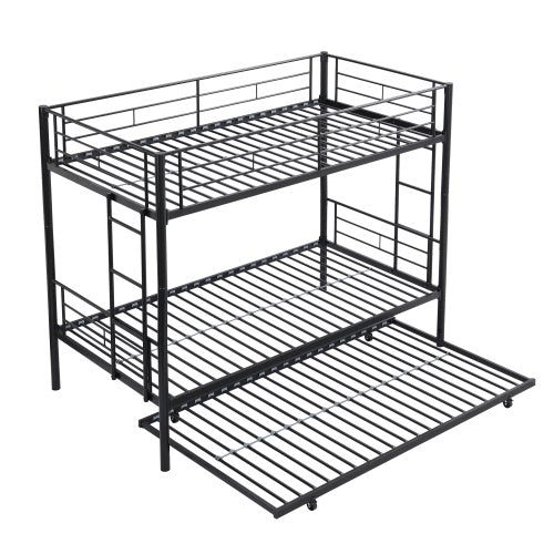 METAL Bunk Bed With Trundle Black