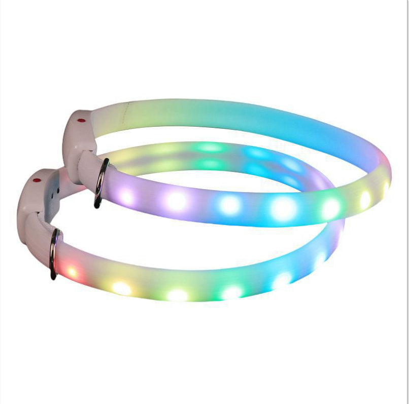 USB Rechargeable Pet Dog LED Glowing Collar Pet Luminous Flashing Necklace Outdoor Walking Dog Night Safety Collar