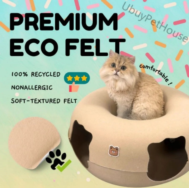 Cat Tunnel BedCat Nest Four Seasons Universal Summer Sleep Internet Red Donut Dodge House Pet Cat Drill Hole Semi-EnclosedPeekaboo Cat Cave, Cat Donut Tunnel Toy For Indoor Cats, Circle Bed