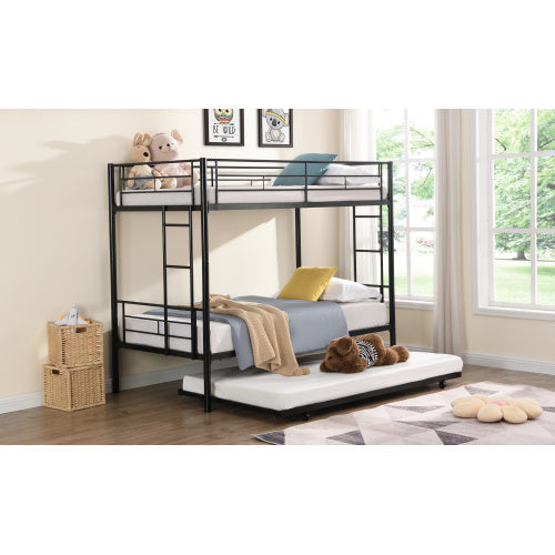 METAL Bunk Bed With Trundle Black