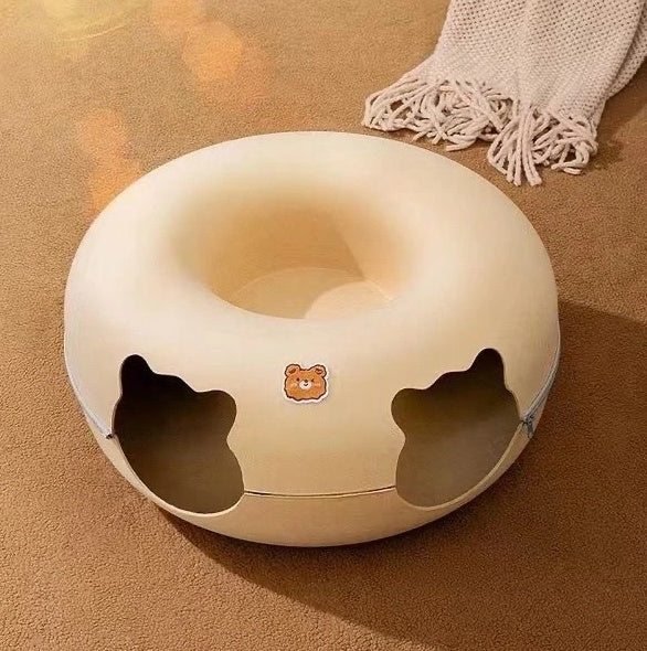 Cat Tunnel BedCat Nest Four Seasons Universal Summer Sleep Internet Red Donut Dodge House Pet Cat Drill Hole Semi-EnclosedPeekaboo Cat Cave, Cat Donut Tunnel Toy For Indoor Cats, Circle Bed