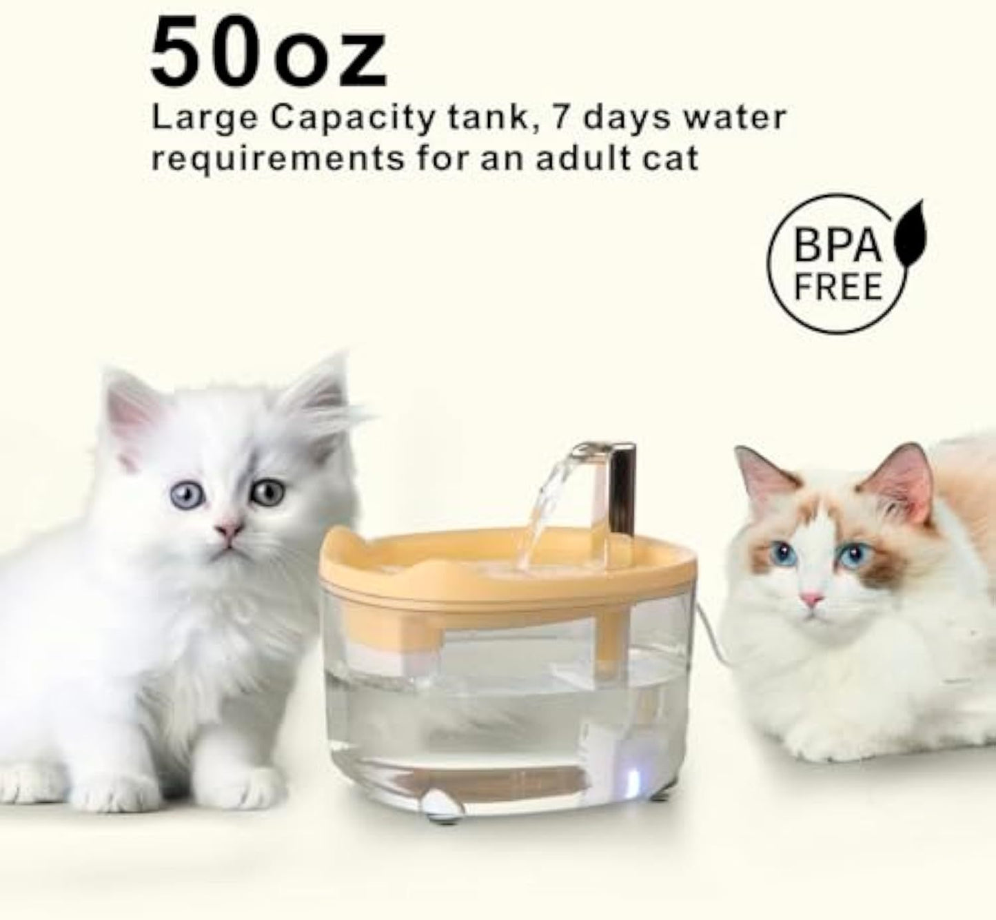 Cat Water Fountain, Premium 1500ml Pet Fountain For Cats Dogs Kitten, Automatic Pet Water Dispenser With Silent Pump, Water Level Visibility